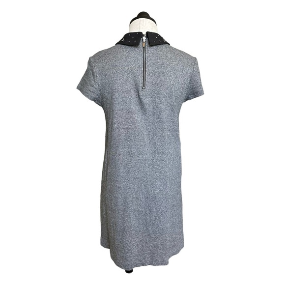 LOFT Ann Taylor Gray Shift Dress Jersey Embellished Peter Pan Collar Size Medium - Picture 6 of 16